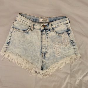 Acid Wash Distressed Denim Shorts